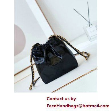 Chanel Shiny Calfskin  &  Gold-Tone Metal CHANEL 22 Mini Handbag AS3980 Black/White